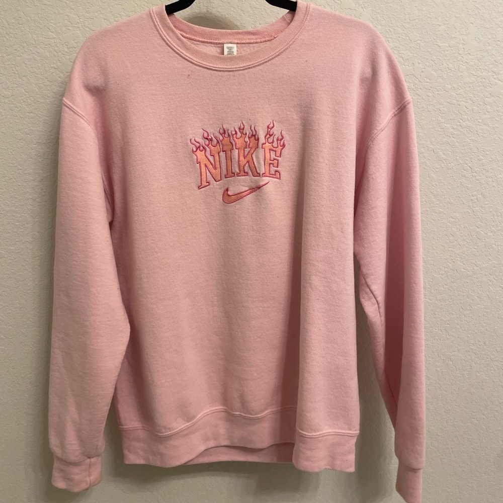 Nike Light Pink Custom Embroidered Crew Neck